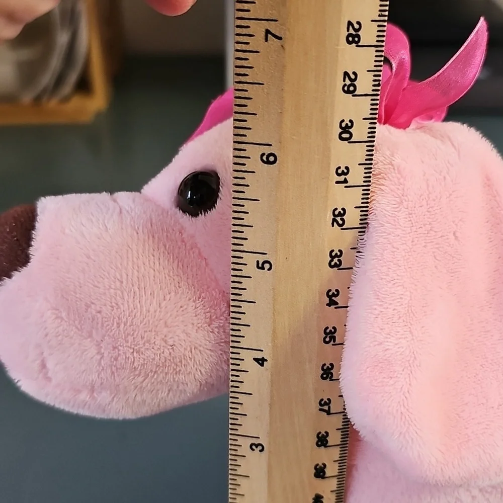Pink Plush Dachshund Dog Toy. Pink‎ With Enbroidery( MOM I LOVE YOU THIS MUCH! )